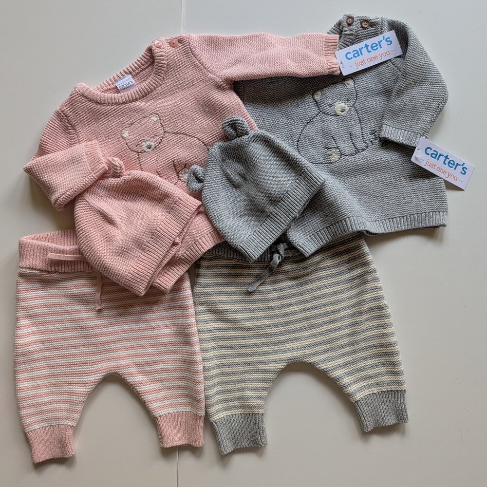 Carter's Matching Twins 3- Piece Sweater Sets